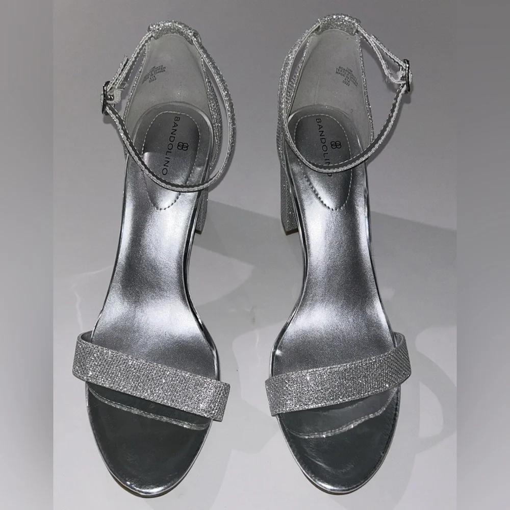 Bandolino Armory Block Heel Dress silver Sandals size 8